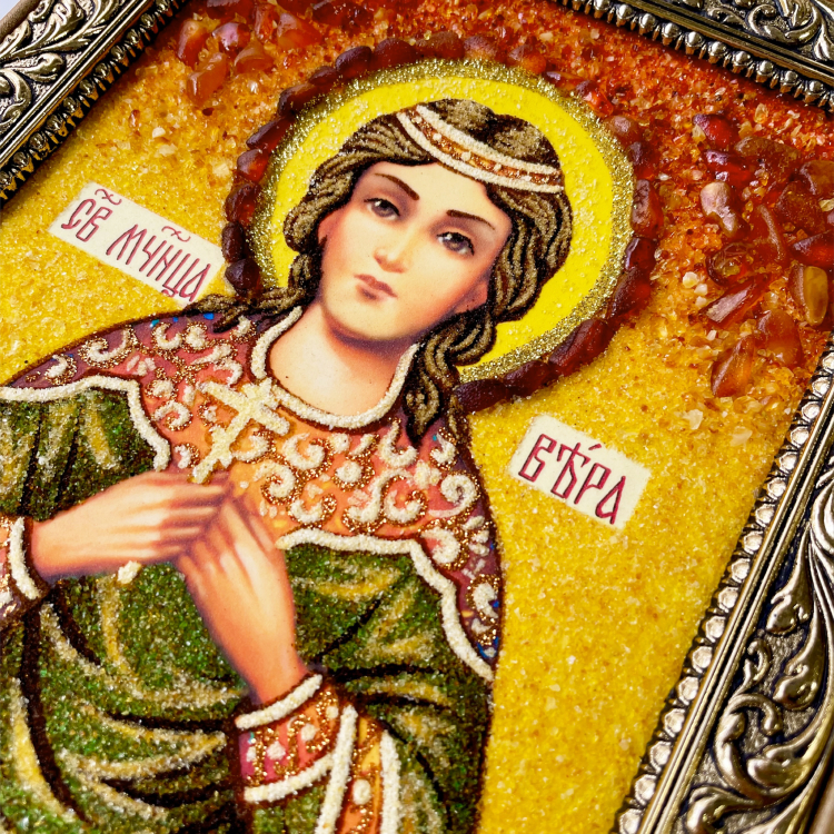 Икона святой Веры из янтаря