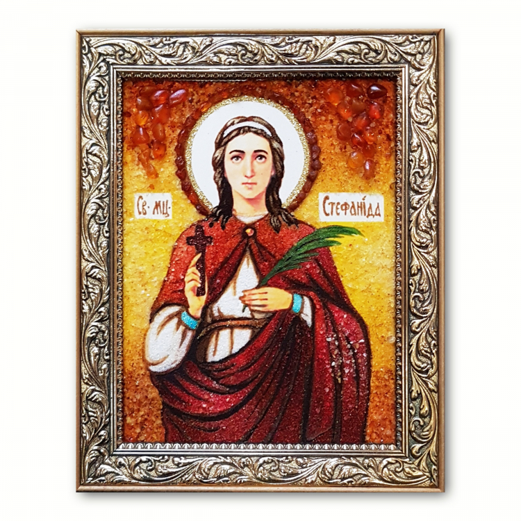 Икона Стефанида Дамасская из янтаря