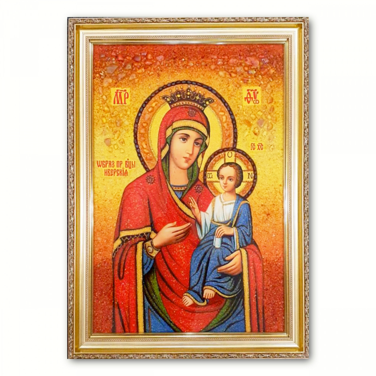 Икона Иверская Пресвятая Богородица из янтаря