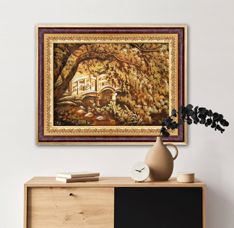 Пейзаж - Ива у моста из янтаря