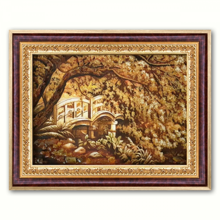 Пейзаж - Ива у моста из янтаря