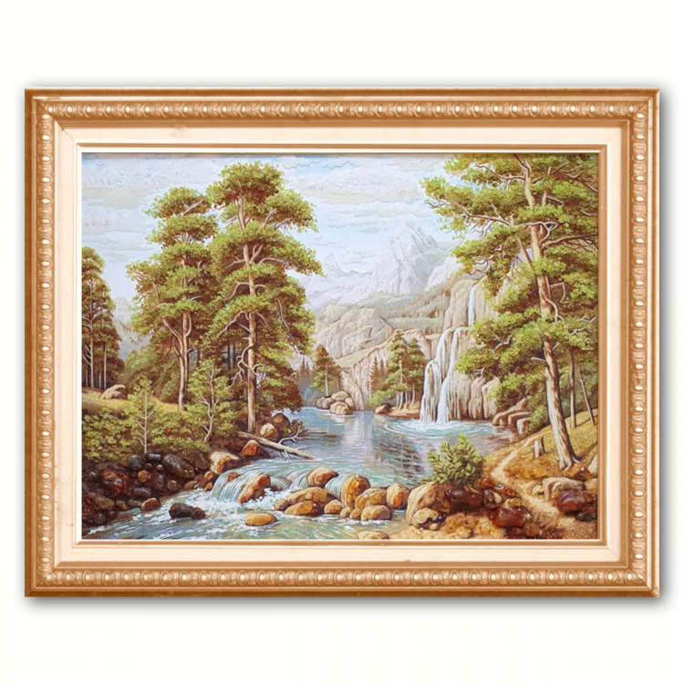 Пейзаж - Водопад в горах из янтаря