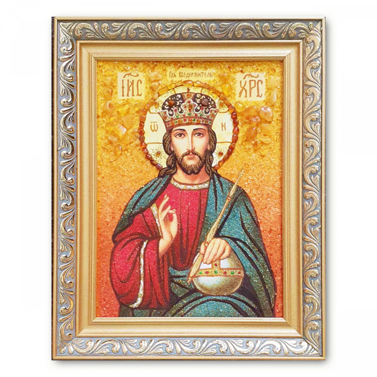 Икона Спаситель Призри на смирение из янтаря