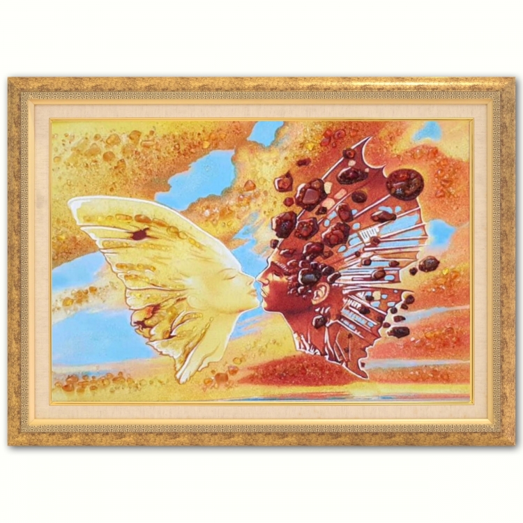 Картина Нежность и Буря(копия фрагмента работы В.Судмака) из янтаря