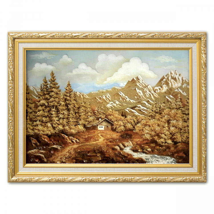 Пейзаж - Снежные горы из янтаря