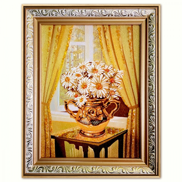 Картина Букет из ромашек. из янтаря