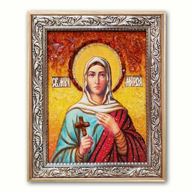 Икона Святая праведная Марфа из янтаря