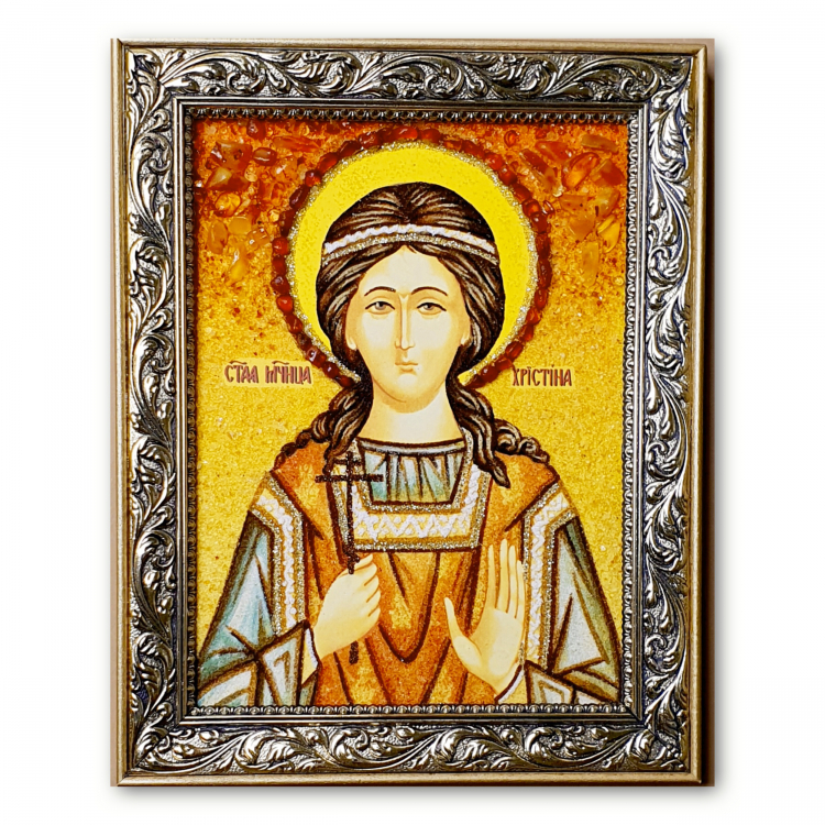 Икона Кристина (Христина) мученица из янтаря