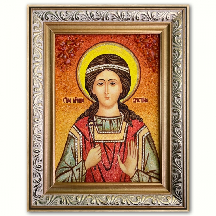 Икона Кристина (Христина) мученица из янтаря