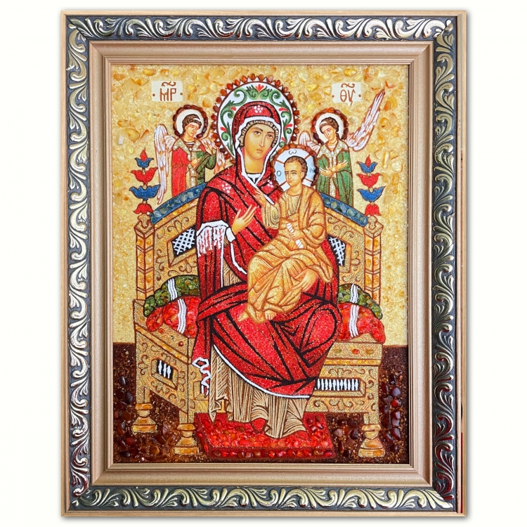 Икона Богородиця Всецарица из янтаря