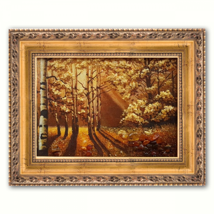 Пейзаж - Восход солнца в лесу из янтаря