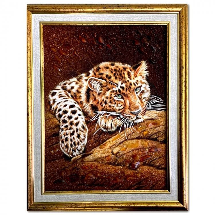Картина Леопард из янтаря
