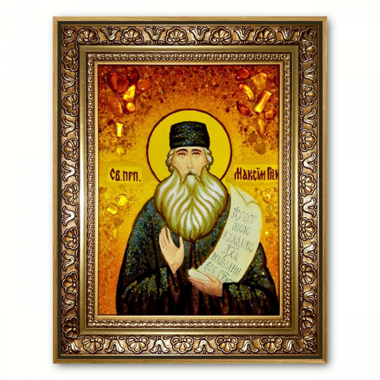 Икона Максим Грек из янтаря