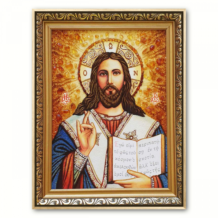 Икона Иисус Иверский из янтаря