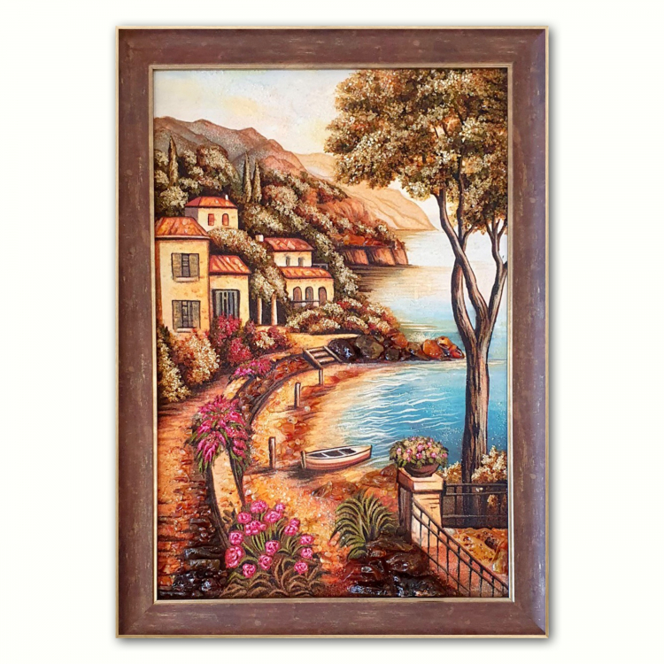Пейзаж - Итальянская деревня у моря из янтаря