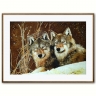 Картина Волки в зимнем лесу из янтаря