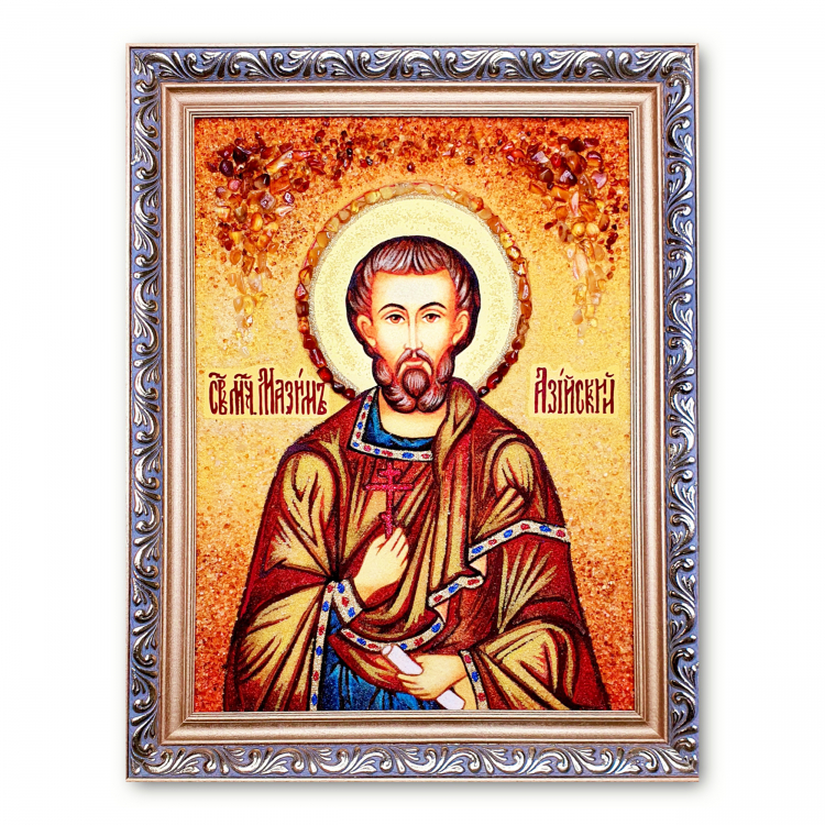 Икона Максим Азийский из янтаря