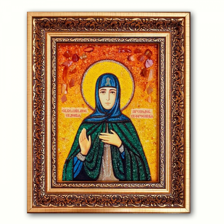 Икона Преподобная Евфросиния (Евдокия) из янтаря