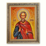Ікона Святий мученик Леонід з бурштину