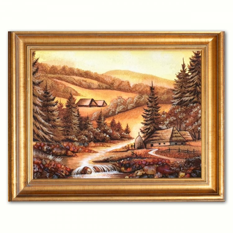 Пейзаж - Карпатський гірський краєвид з бурштину