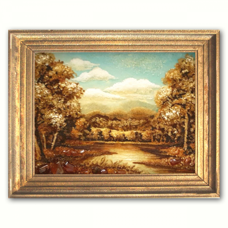 Пейзаж - Осінній ліс та річка з бурштину