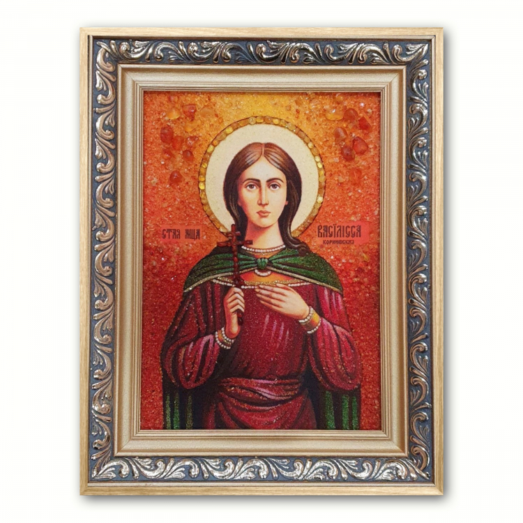 Ікона Василиса Коринфська з бурштину