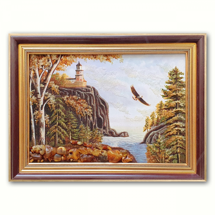 Пейзаж - Маяк на скелі з бурштину