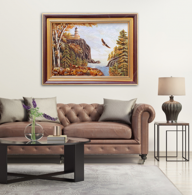 Пейзаж - Маяк на скелі з бурштину