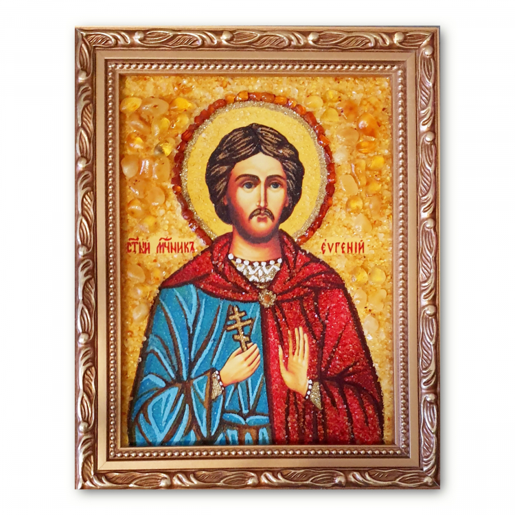 Ікона Євген Мелітинський мученик з бурштину
