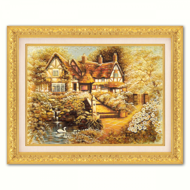 Пейзаж - Садиба з озером з бурштину