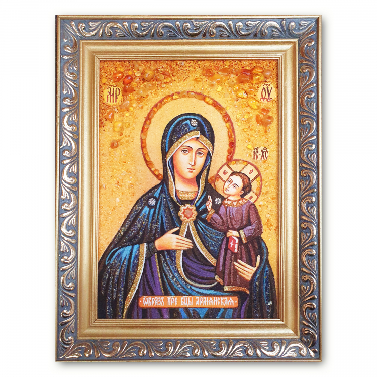Ікона Вірменська Богородиця з бурштину