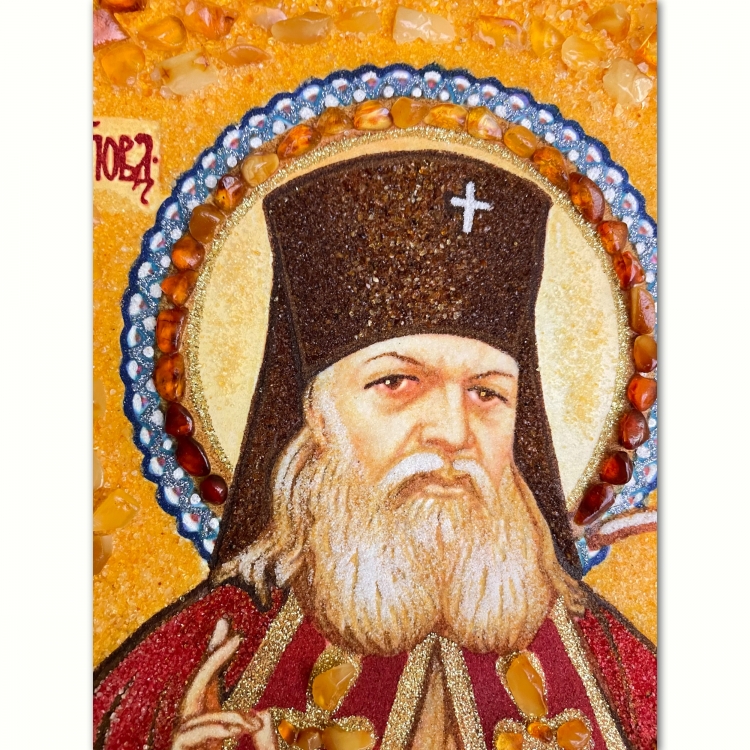 Ікона Лука Архієпископ Кримський з бурштину