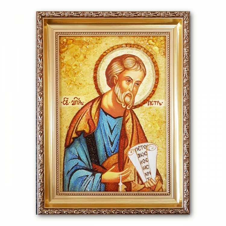 Ікона Апостол Петро з бурштину