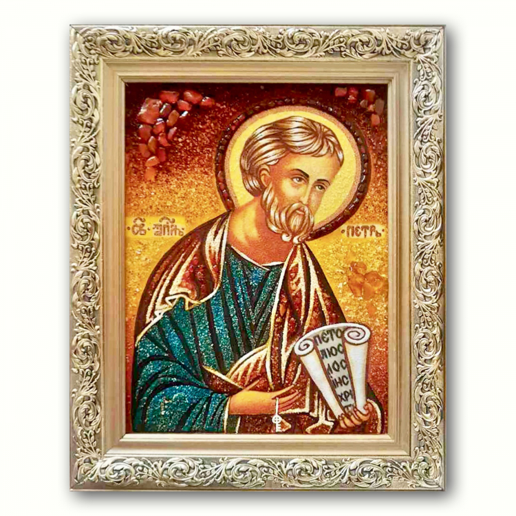 Ікона Апостол Петро з бурштину