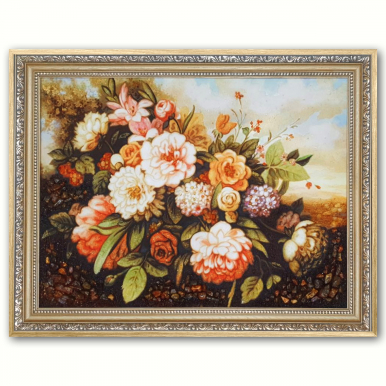 Картина Букет півоній з бурштину