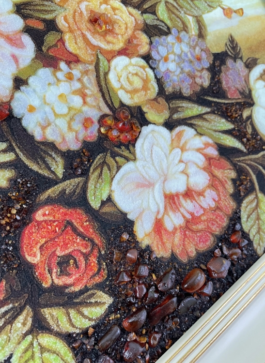 Картина Букет півоній з бурштину