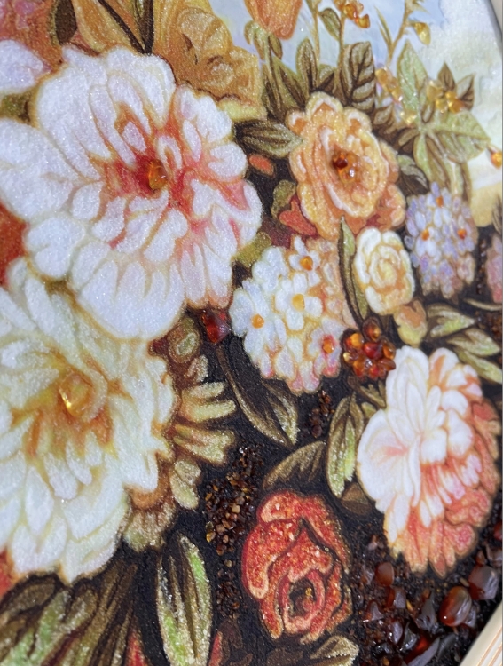 Картина Букет півоній з бурштину