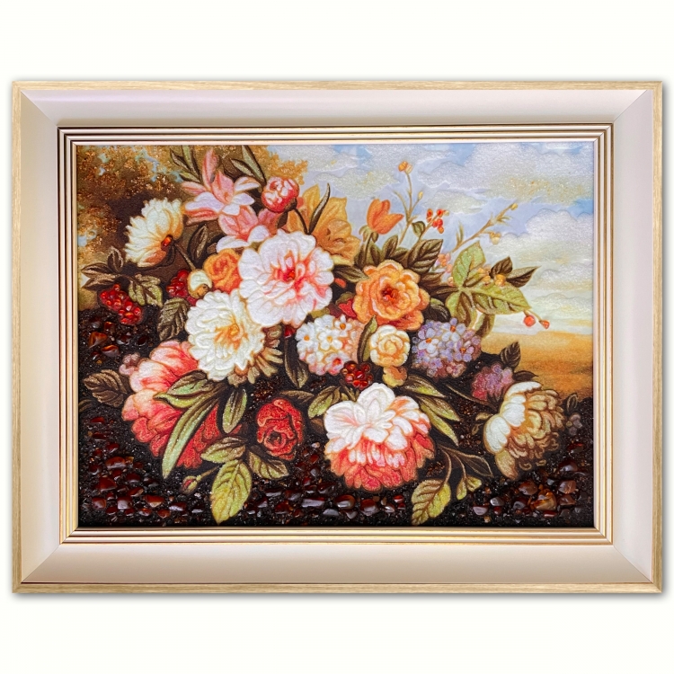 Картина Букет півоній з бурштину