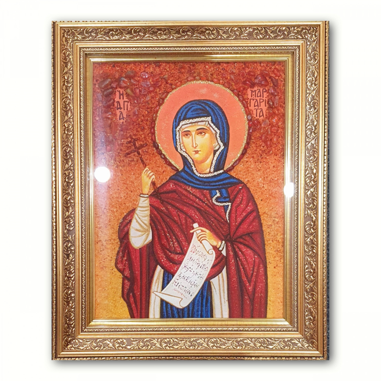 Ікона Свята Маргарита Благовіщенська з бурштину