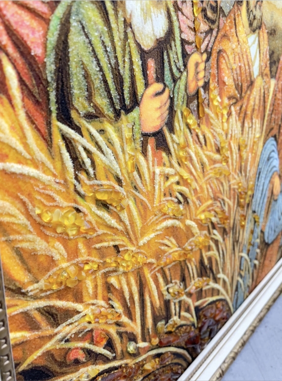 Ікона Ісус з апостолами в пшеничному полі з бурштину