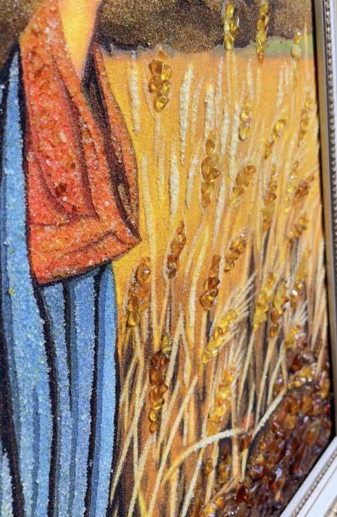 Ікона Ісус з апостолами в пшеничному полі з бурштину