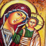 Ікона Ісус Христос і Богородиця Казанська з бурштину