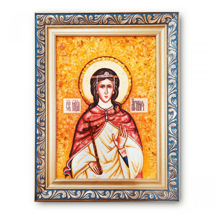 Ікона Свята Агнія з бурштину