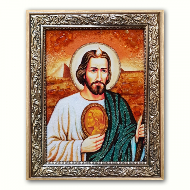 Ікона  Іуда Тадей  з бурштину