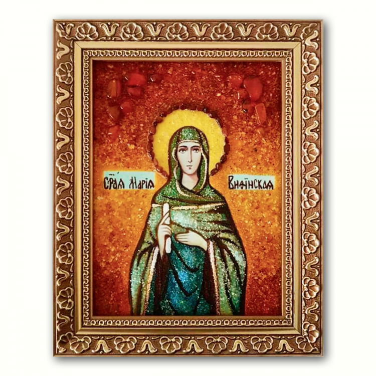 Ікона Преподобна Марія Віфанська з бурштину
