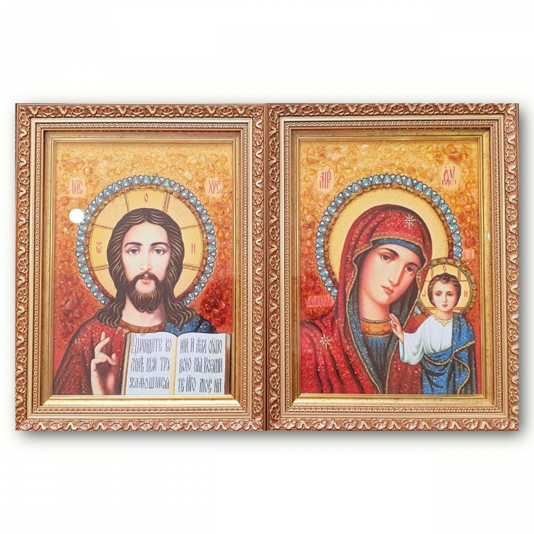 Пара Казанська - ікони з бурштину