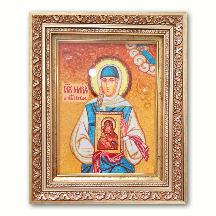 Ікона Марія Дівєєвська (Федіна) з бурштину