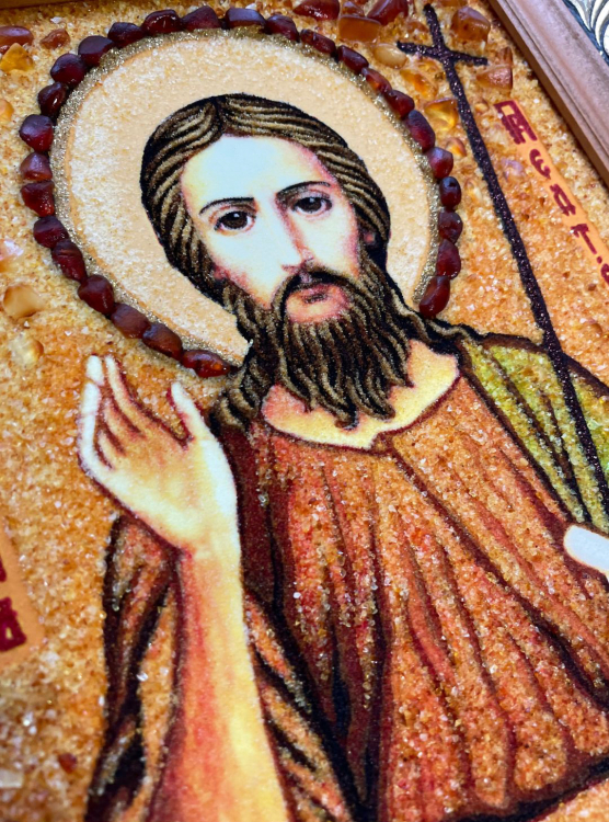 Ікона Святий Іоанн Предтеча з бурштину