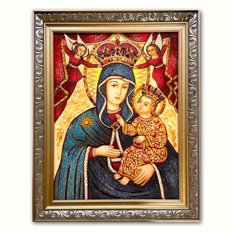 Ікона Богоматері Маківської з бурштину