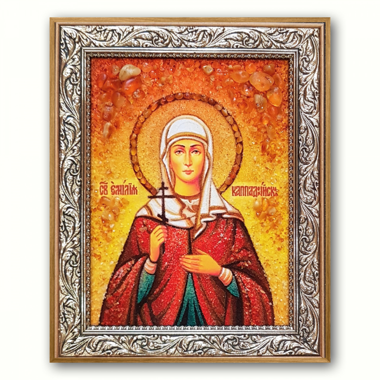 Ікона Свята Ємілія Кесарійська з бурштину